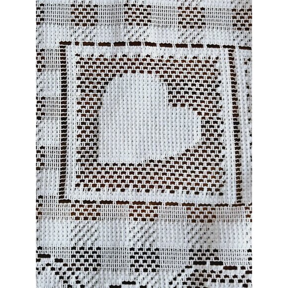 Vintage White Lace Table Runner Heart Apple Design Cotton Blend No Tag - Picture 6 of 8